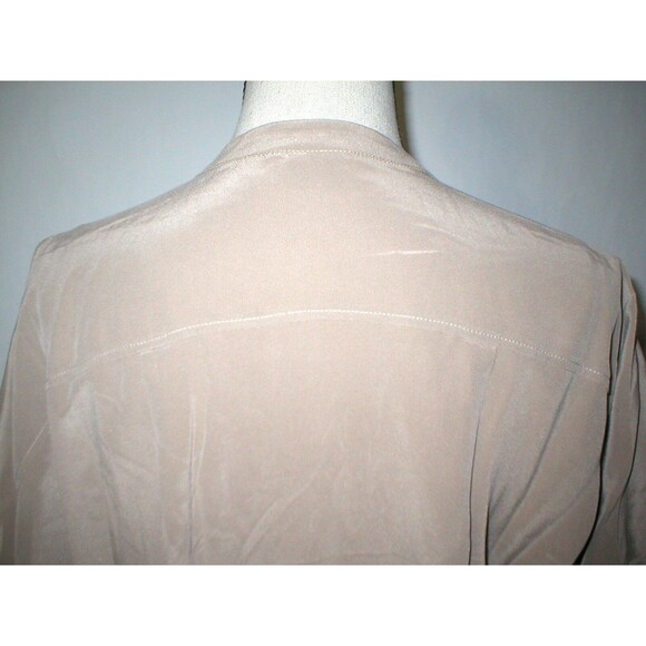 New Ecru NWT $174 Dark Tan Beige Womens Top Blouse S Silk Light Brown SS Small - Picture 4 of 9